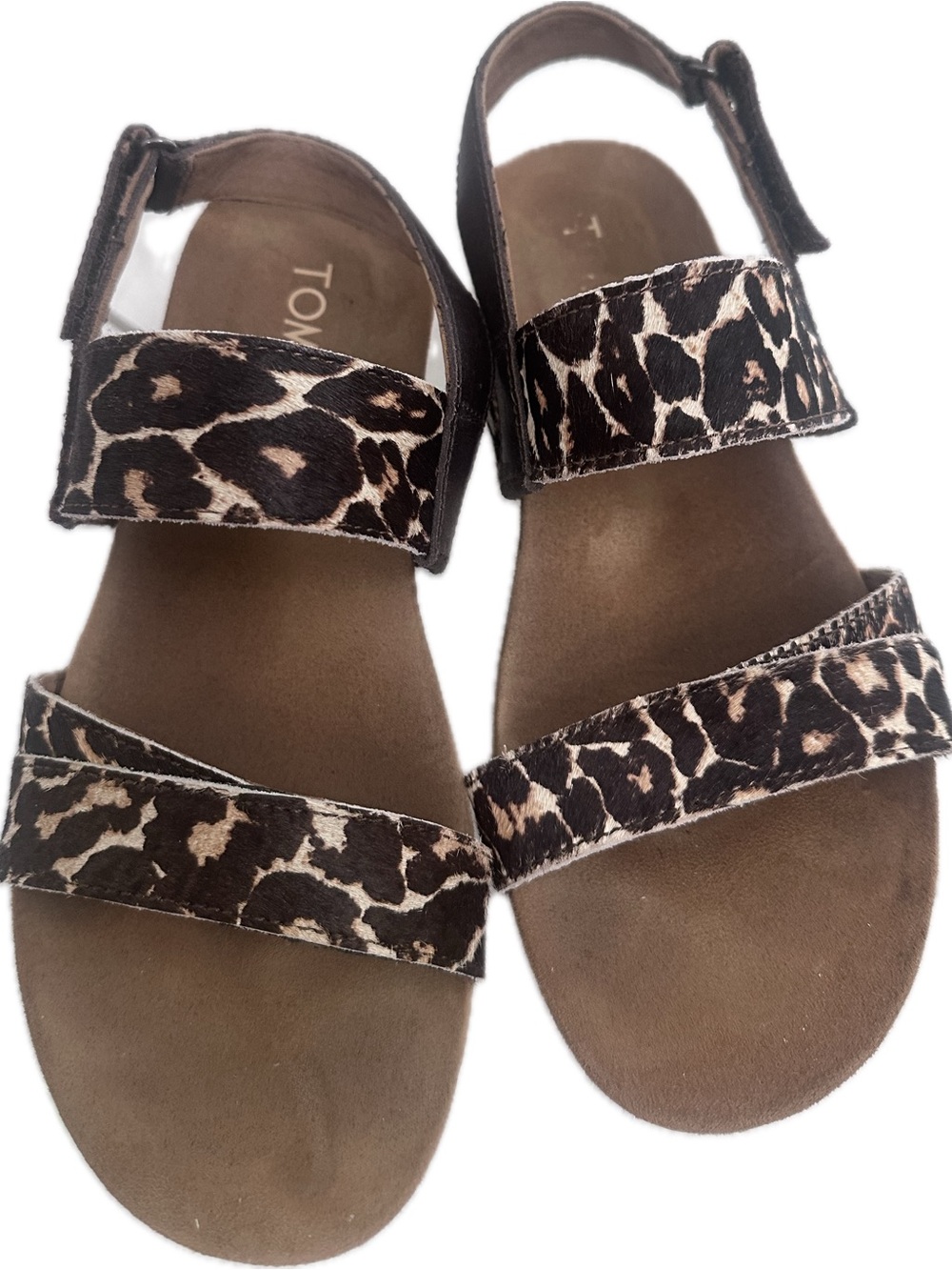 TOMS Leopard Print Double-Strap Sandals - Brown/Tan